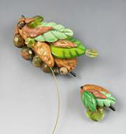 Molded clay with leaves